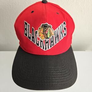 Vintage Chicago Blackhawks ANNCO Snapback Hat Cap Embroidered Red‎ Black Arrow